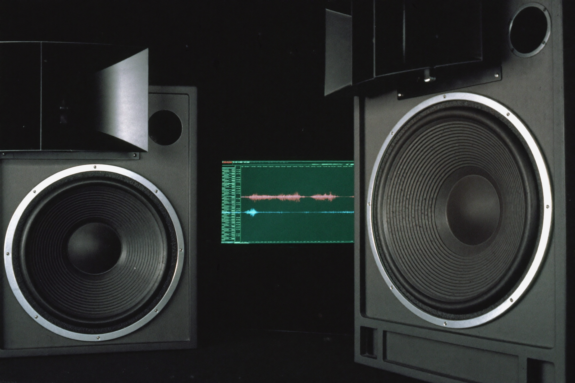 Studio monitors and waveforms